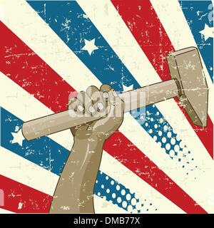 La conception de la Fête du travail avec workerΓÇÖs hand holding a hammer Illustration de Vecteur