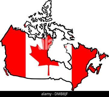 Illustration de drapeau dans la carte du Canada Illustration de Vecteur