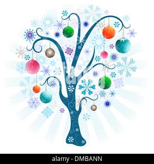 Arbre de Noël avec des boules Illustration de Vecteur