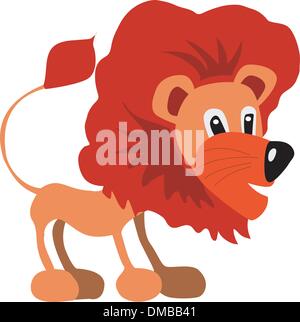 Personnage drôle petit lion en style cartoon Illustration de Vecteur