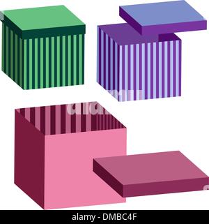 Définir des boîtes à rayures Illustration de Vecteur