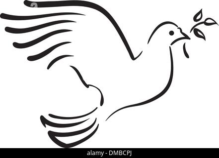 Vector colombe blanche avec des succursales Illustration de Vecteur
