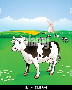 Vache dans le pré Illustration de Vecteur