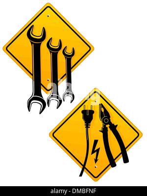 Signe, atelier de réparation atelier de réparation automobile Illustration de Vecteur