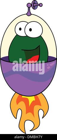 Mignon petit battant dans son vaisseau spatial extraterrestre Illustration de Vecteur