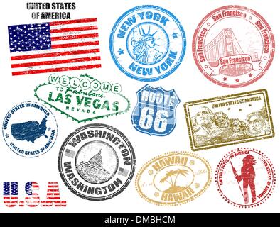 Timbres avec United States of America Illustration de Vecteur