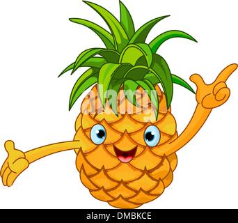 Cartoon caractères joyeux Ananas Illustration de Vecteur