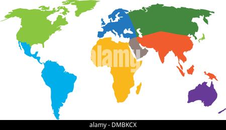 Carte du monde - Les Continents Illustration de Vecteur