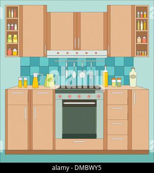 Meubles de cuisine. L'intérieur. Illustration de Vecteur