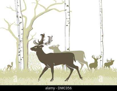 Daims et red deer Illustration de Vecteur