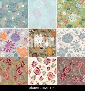 Ensemble de fond florale Illustration de Vecteur