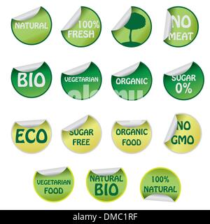 Ensemble d'icônes avec un texte sur les produits naturels. Illustration de Vecteur