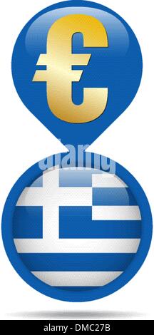 Bouton drapeau Grèce crise de l'Euro Illustration de Vecteur