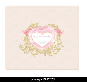 Saint-valentin carte de vœux 2 sweet love birds Illustration de Vecteur