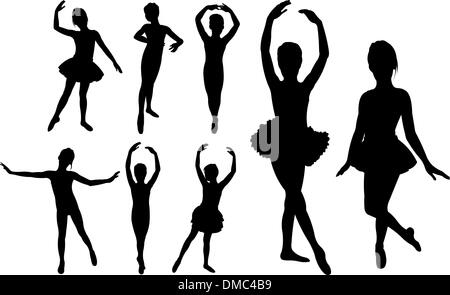 Filles de ballet dancers silhouettes Illustration de Vecteur