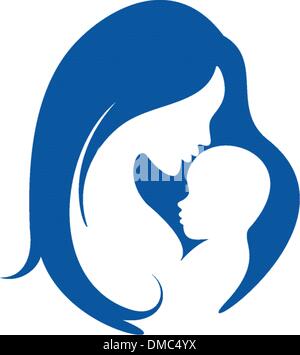 La mère et l'enfant silhouette vecteur Illustration de Vecteur