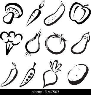 Légumes croquis icon set Illustration de Vecteur