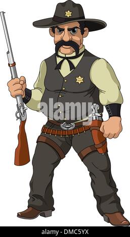 Wild West. Cartoon sheriff Illustration de Vecteur