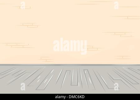 Vieux mur de briques plancher en bois Illustration de Vecteur