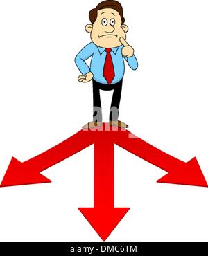 Businesspeople standing sur la flèche rouge Illustration de Vecteur