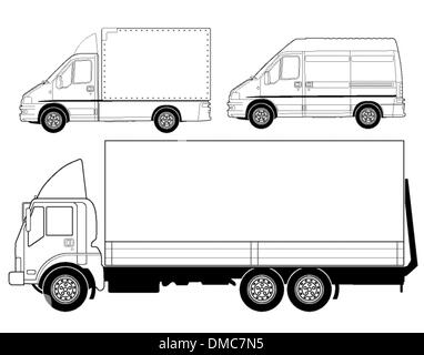 Les camions et fourgonnettes de livraison Illustration de Vecteur