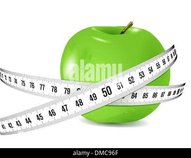 Fresh apple avec un ruban à mesurer Illustration de Vecteur