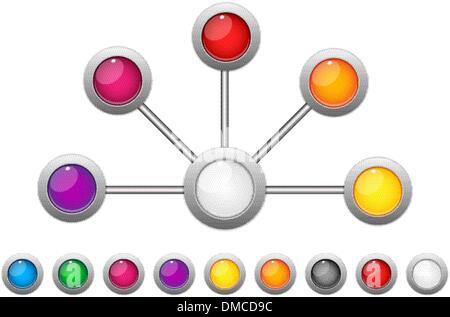 Points de connexion des cercles colorés Illustration de Vecteur