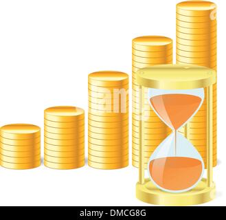 L'icône d'argent avec hourglass et pièces Illustration de Vecteur