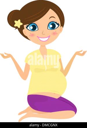 Yoga femme enceinte aucun blanc isolé Illustration de Vecteur