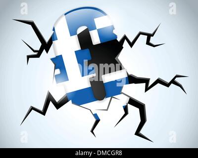 La crise monétaire de l'euro Grèce Crack du pavillon à l'étage Illustration de Vecteur