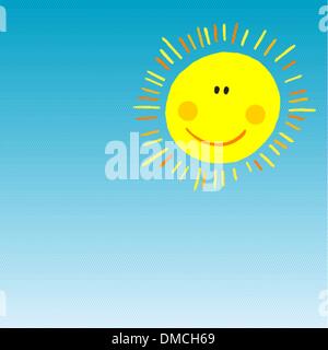 Abstract smiling soleil sur ciel bleu Illustration de Vecteur