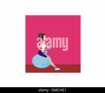 Woman working out with dumbbells sur fitness ball Illustration de Vecteur