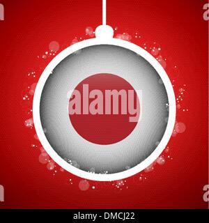 Joyeux Noël Boule rouge avec drapeau Japon Illustration de Vecteur