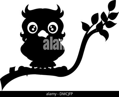 Owl silhouette dessin animé Illustration de Vecteur