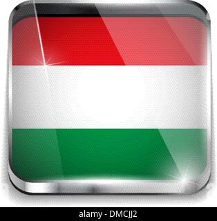 Drapeau de la Hongrie l'application Smartphone de boutons carrés Illustration de Vecteur