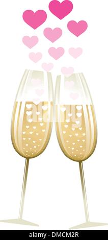 Deux verres avec coeur Illustration de Vecteur