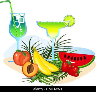 Des cocktails et des fruits Illustration de Vecteur