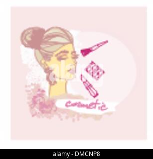 Make-up girl doodle illustration Illustration de Vecteur