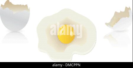 Les œufs blancs et de brisures de coquilles d'œufs isolés Illustration de Vecteur