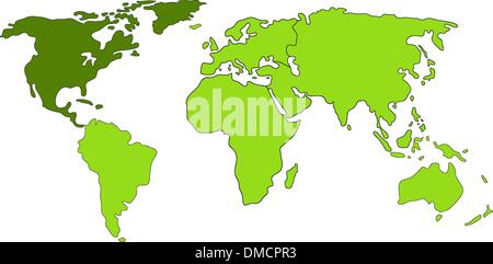 Amérique du Nord carte du monde Illustration de Vecteur