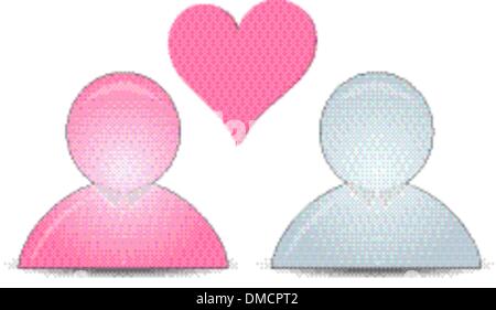 Les icônes de contacts web avec un coeur Illustration de Vecteur