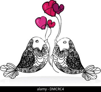 Couple amour Valentine oiseau isolé Illustration de Vecteur