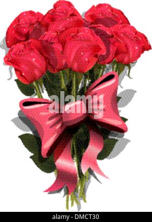 Bouquet de roses avec un arc Illustration de Vecteur