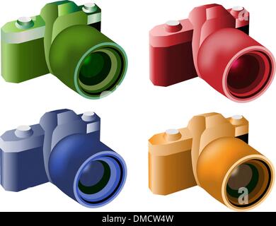 Illustration de couleur quatre caméras numériques modernes Illustration de Vecteur