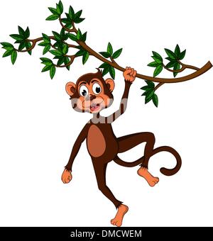 Singe mignon sur un arbre Illustration de Vecteur