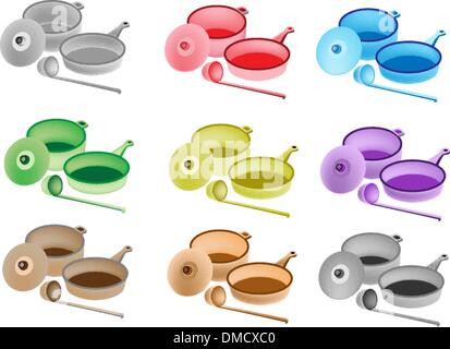 Illustration colorée ensemble d'icônes de l'ustensile de cuisine Illustration de Vecteur