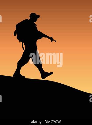 Silhouette d'un soldat de l'armée Illustration de Vecteur