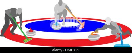 Les athlètes jouant sur la glace de Curling Curling Sport Fiche technique Illustration de Vecteur