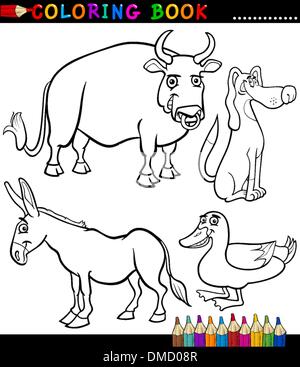 Dessins à colorier pour les animaux de ferme Illustration de Vecteur