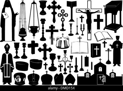 Ensemble d'éléments religieux Illustration de Vecteur